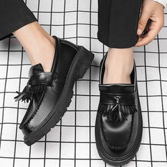 Bootara 2025 Men's Tassel Loafers - Premium Leather Business Shoes, Versatile for Spring and Autumn, Ideal for Work & Weddings