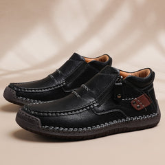 Bootara Cross-Border Men’s Outdoor Casual Slip-On Flat Handcrafted Leather Shoes