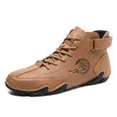 Bootara Men's High-Top Winter Suede Martin Boots Handmade Casual Boots
