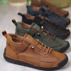 Bootara Autumn/Winter Vintage Men’s Mid-Top Martin Boots Outdoor Casual Work Shoes with Stitching