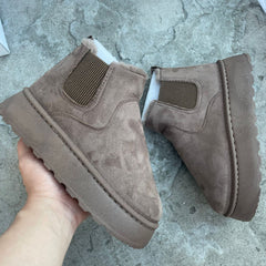 Bootara 2025 Autumn/Winter Women's New Arrivals Thick-Soled Snow Boots with Fur Lining, Round Toe Slip-On Cotton Boots