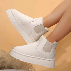 Bootara 2025 Autumn/Winter Women's New Arrivals Thick-Soled Snow Boots with Fur Lining, Round Toe Slip-On Cotton Boots