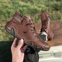 Bootara Men’s Octopus High-Top Lace-Up Hand-Sewn Leisure Boots