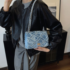 Bootara Women's Luxury Vintage Embossed Crossbody Bag – Argyle Quilted Denim Underarm Shoulder Bag for Women | Sophisticated Boho Chic