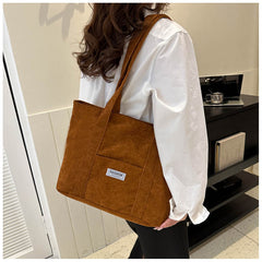 Bootara Women's Corduroy Tote Bag | Stylish & Minimalist Large-Capacity Shoulder Bag for Commuting