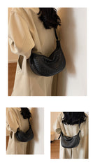 Bootara Women's Riviera Bias-Weave Crescent - Convertible Shoulder to Crossbody in French-Inspired Grain