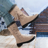 Bootara Women's Marlowe Fleece-Lined Mid-Calf Snow Boots β Lace-Up Winter Boots with Side Zip & Faux Fur Trim (US 5β10.5)