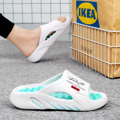 Bootara Unisex Atlas Logo Slides – Street Style Cushioned Anti-Slip Beach Sandals (US 5–12.5)