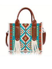 Bootara Women's Bohemian Artisan-Crafted Square Canvas Tote Bag with Zip Closure