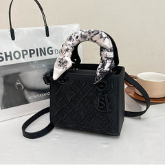 Bootara Women's Artisan-Embroidered Quilted Satchel - Heirloom-Quality Shoulder Bag w/ Detachable Silk Scarf & Convertible Strap, Textured Vegan Leather