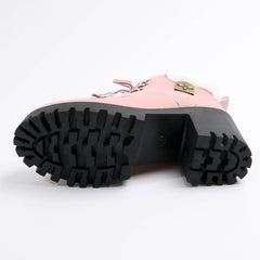 Bootara Women's Frosted Plush Combat Boot - Winter Lace-Up Ankle Boots with Block Heel & Commuter-Ready Grip (US 4-10)