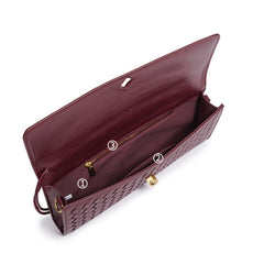 Bootara Women's Celestial Baguette Clutch - Kiss-Lock Woven Minaudière with Chain Strap