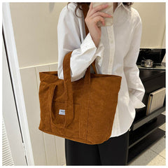 Bootara Women's Corduroy Tote Bag | Stylish & Minimalist Large-Capacity Shoulder Bag for Commuting