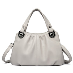 Bootara Women's Genuine Leather Crinkled Tote Bag – Minimalist 3-in-1 Purse (Handheld/Shoulder/Crossbody) for Work to Weekend