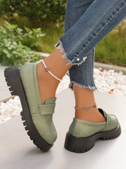 Bootara Women's Plus Size Premium Printed Platform Leather Loafers Casual Slip-On with Chunky Heel