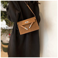 Bootara Women's Retro-Luxe Suede Mini Satchel - Convertible Underarm Crossbody Bag for Women | Vintage Brushed Texture in Caramel Ombre