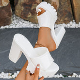 Bootara Women’s Elvara Platform Block Heel Slide Sandals – High Platform Chic Dress Heels (US 5–10.5)