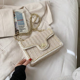 Bootara Women's Artisan-Woven Mini Square Bag - Convertible Chain Strap Shoulder Bag |Tweed-Textured Luxury for Day to Evening