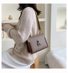 Bootara Women's Artisan-Crafted Distressed Crossbody Bag Small Box Purse with Stitched Rivets & Antique Gold Chain | Y2K Grunge Revival