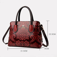 Bootara Women's Gilded Heirloom Satchel - Hand-Tooled Embossed Leather Convertible with Timeless Architecture & Artisan Legacy