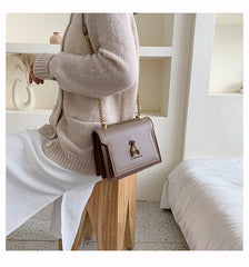 Bootara Women's Artisan-Crafted Distressed Crossbody Bag Small Box Purse with Stitched Rivets & Antique Gold Chain | Y2K Grunge Revival