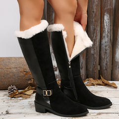 Bootara Women's PatchKiss Long Boots - Fleece-Lined Patchwork Snow Boots with Fur Cuff (US 5-10.5)