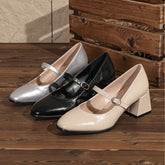 Bootara Women's Vivica Vintage Platform Mary Jane Heels – Square-Toe Chunky Heel Office Shoes (US 4–10.5)