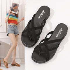 Bootara Women’s Vela Flat Toe-Ring Slides – Comfortable Slightly-Heeled Fashion Beach Sandals (US 5–10.5)