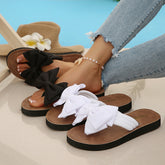 Bootara Women's Isolde Floral Bow Flat Slide Sandals – Elegant Summer Comfort Slides (US 4–10.5)