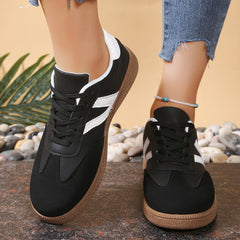 Bootara Women’s Everyday Court Color-Block Trainer Sneakers – Soft-Sole Flat Shoes (US 5–10)