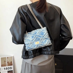 Bootara Women's Luxury Vintage Embossed Crossbody Bag – Argyle Quilted Denim Underarm Shoulder Bag for Women | Sophisticated Boho Chic