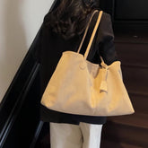 Bootara Women's Luxe Suede Minimalist Tote Bag — Spacious Carryall with Curated Everyday Elegance