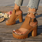 Bootara Women's Capri Peep-Toe Toe Ring Platform Chunky Sandals – Buckle Strap Ultra-High Heel Beach Slides (US 5–10.5)