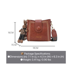 Bootara Women's Vintage Bunny Charm Bucket Bag – Convertible Shoulder/Crossbody, Spacious Travel Tote – Stylish Minimalist Leather Purse