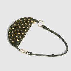 Bootara Women's Rebel Rivet Underarm Bag - Punk-Edge Mushroom Stud Shoulder Crossbody with Detachable Strap & Distressed Texture