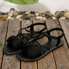 Bootara Women's Vela Bow Flat Sandals – Soft Sole Elastic Strap Summer Sandals (US 5–10.5)