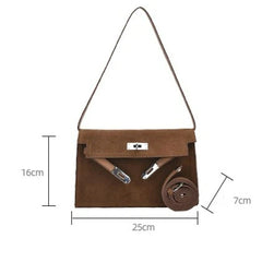 Bootara Women's Retro-Luxe Suede Mini Satchel - Convertible Underarm Crossbody Bag for Women | Vintage Brushed Texture in Caramel Ombre