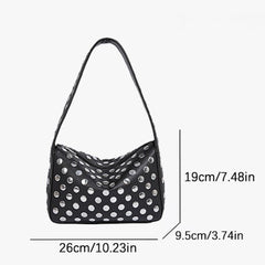 Bootara Women's Retro Rider Bag – Artisan-Embellished Underarm Shoulder Bag with Rivet Hardware