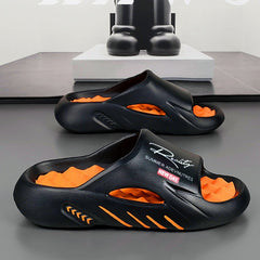 Bootara Unisex Atlas Logo Slides – Street Style Cushioned Anti-Slip Beach Sandals (US 5–12.5)