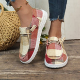 Bootara Women’s Heritage Check Slip-On — Vintage-Inspired Canvas Boat Shoe with CloudWalk Cushion & Extended Sizes (Up to US 10.5)