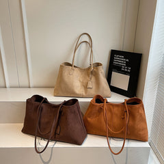 Bootara Women's Luxe Suede Minimalist Tote Bag — Spacious Carryall with Curated Everyday Elegance