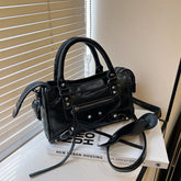 Bootara Women's Vintage Edge Satchel – Artisan Studded Motorcycle Bag with Convertible Crossbody Strap