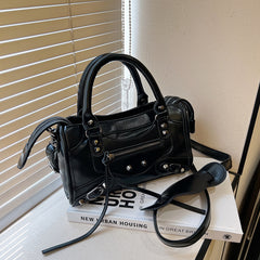 Bootara Women's Vintage Edge Satchel – Artisan Studded Motorcycle Bag with Convertible Crossbody Strap