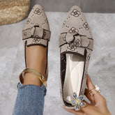 Bootara Women's Plus Size Fashion Flyknit Slip-On Pointed-Toe Casual Flats