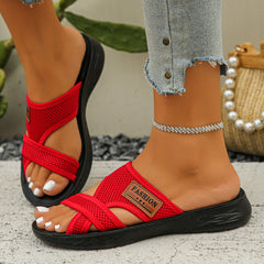 Bootara Women’s SunStep Flat Mesh Slide Sandals – Breathable Open-Toe Beach Shoes (US 5–10.5)