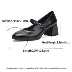 Bootara Women's Vivica Vintage Platform Mary Jane Heels – Square-Toe Chunky Heel Office Shoes (US 4–10.5)