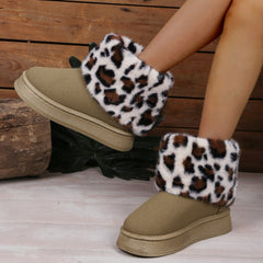 Bootara Women's Darby Leopard Winter Boots – Cozy Fuzzy-Lined Platform Slip-On Shoes (US 5–10)