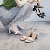 Bootara Women’s Luma Minimalist One-Strap Sandals – Block Mid-Heel Open-Toe Summer Heels (US3–8.5)