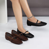 Bootara Women’s Aria Handwoven Mary Jane Flat – Vegan Leather Ballet Flats with Buckle Strap, Breathable Comfort (US 5–10.5)