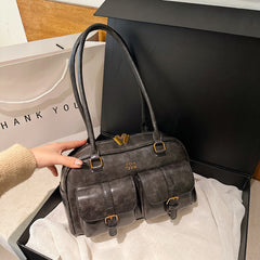 Bootara Women's Trendy Vintage Boston Pillow Tote Bag - Versatile Shoulder/Handheld Retro Commuter Bag